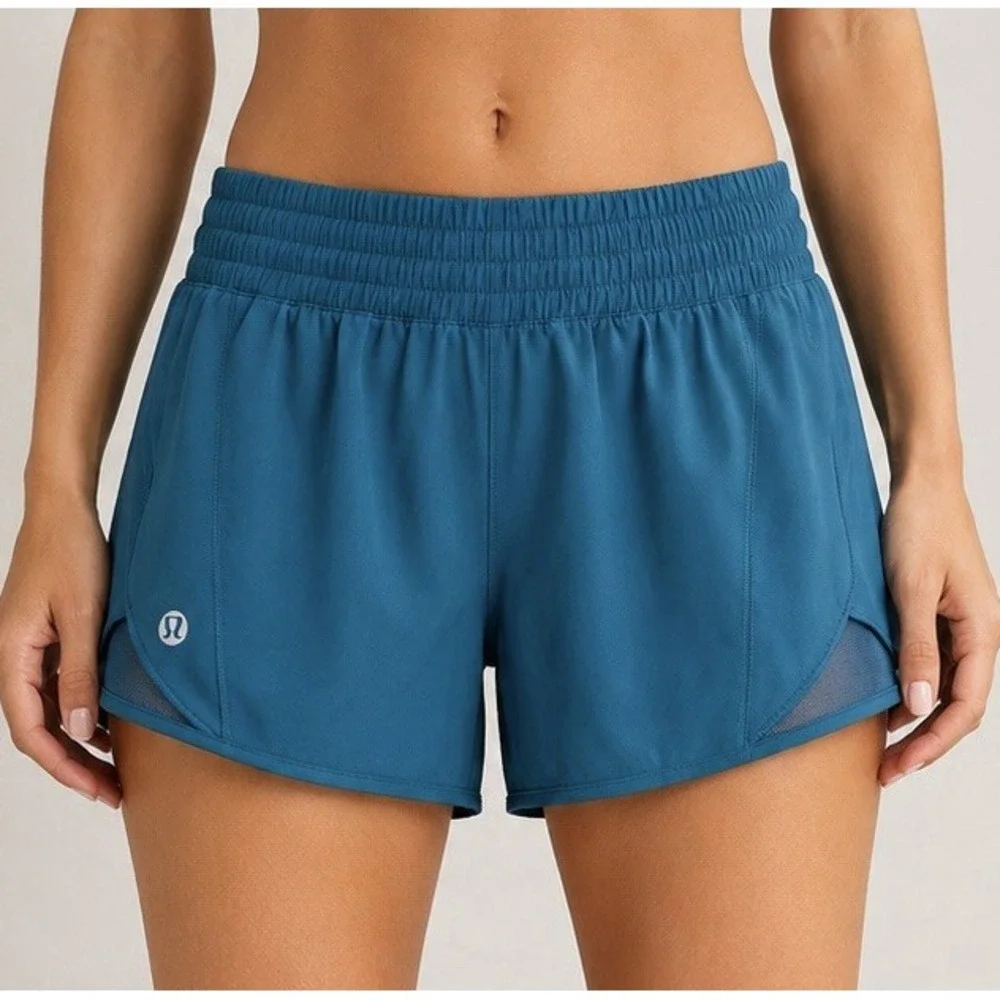 Lululemon Blue Women's Athletic Mesh Shorts Lined Elastic Waist Gym LW7DESS.01